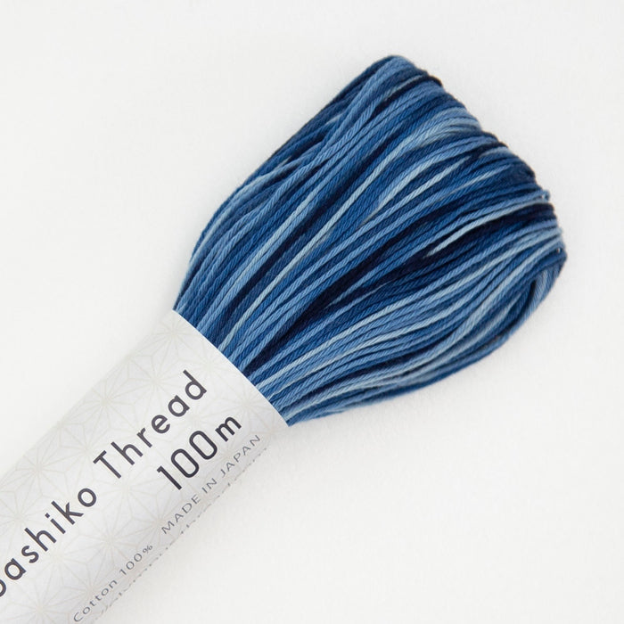 Olympus - Cotton Sashiko Thread 100m Skein - Color #157 Variegated Blue Indigo Navy