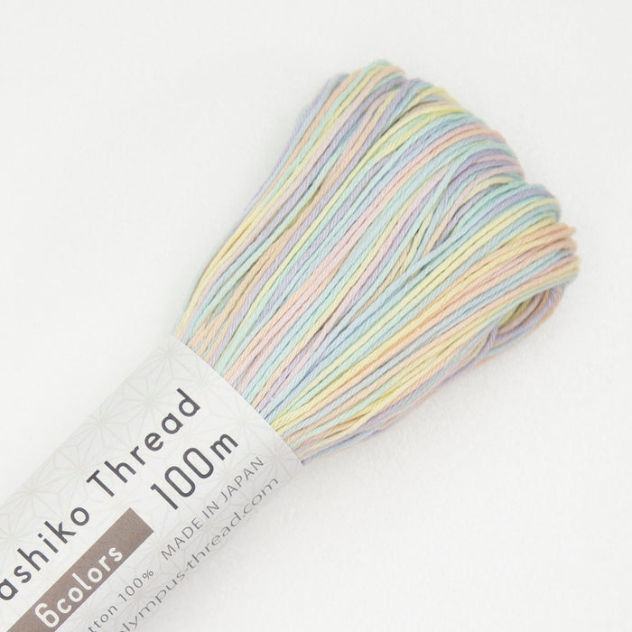 Olympus - Cotton Sashiko Thread 100m Skein - Color #302 Pastel Crystals Variegated