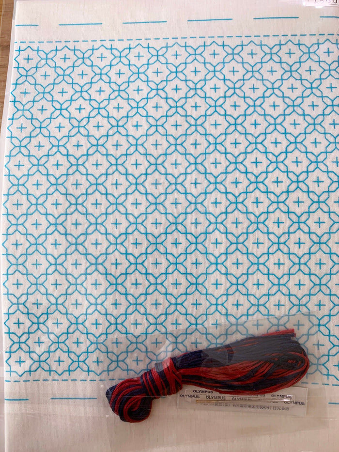 Olympus - Cross Flowers Sashiko Handkerchief Sampler Kit - White