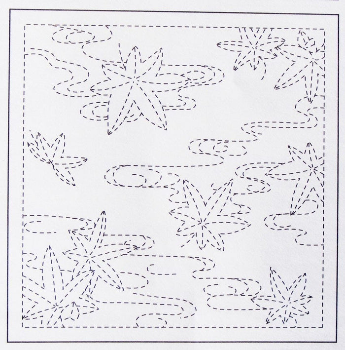 Olympus - Floating Maple Leaves Cotton Sashiko Sampler Cloth - Navy