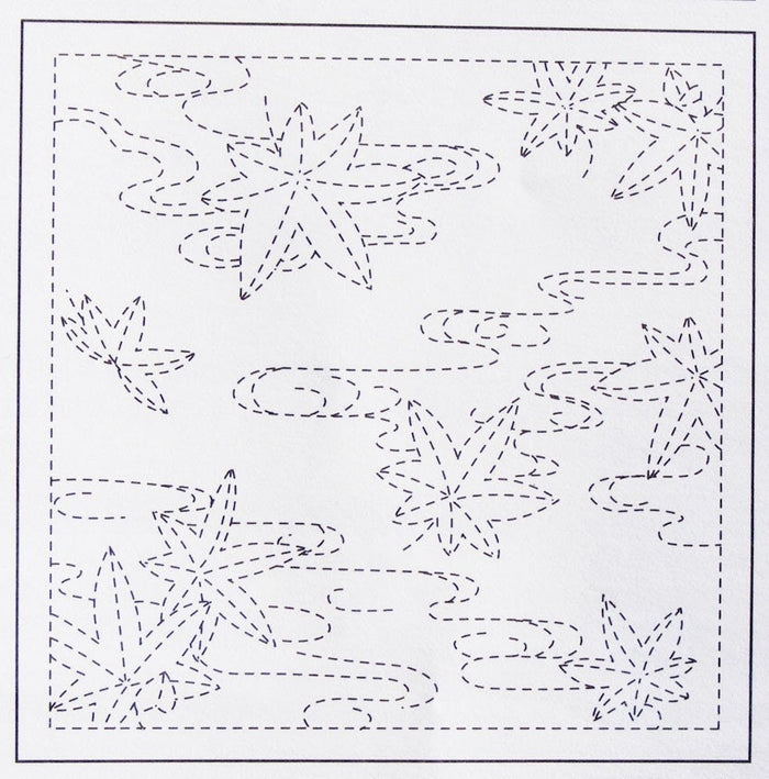 Olympus - Floating Maple Leaves Cotton Sashiko Sampler Cloth - White