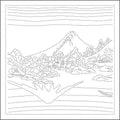 Olympus - Hokusai Collection "Mt. Fuji Reflected" Cotton Sashiko Sampler Cloth - White or Navy