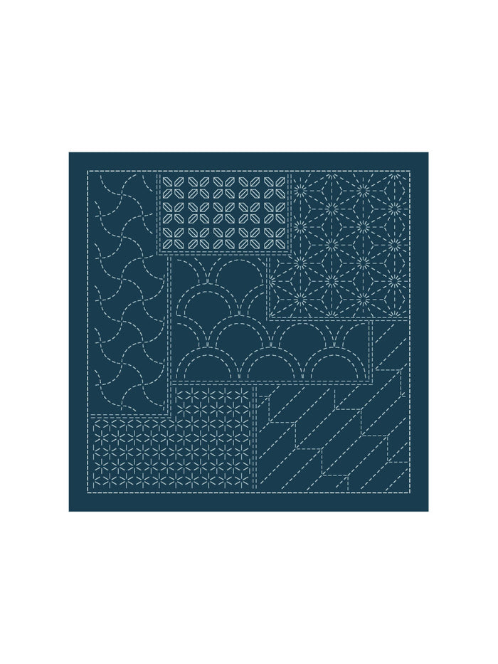 Olympus - Matching Patterns Collection "Chiyogami" Cotton Sashiko Sampler Cloth - Navy