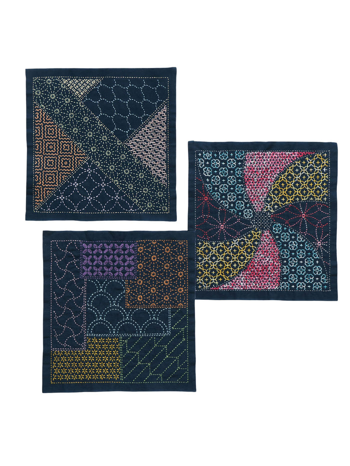 Olympus - Matching Patterns Collection "Chiyogami" Cotton Sashiko Sampler Cloth - Navy