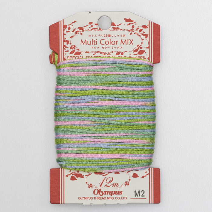 Olympus - Multi Color Mix No.25 Cotton Embroidery Floss 12m Card - M2 Green Blue