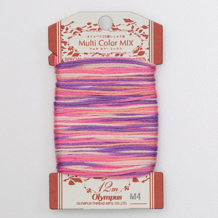 Olympus - Multi Color Mix No.25 Cotton Embroidery Floss 12m Card - M4 Purple Pink