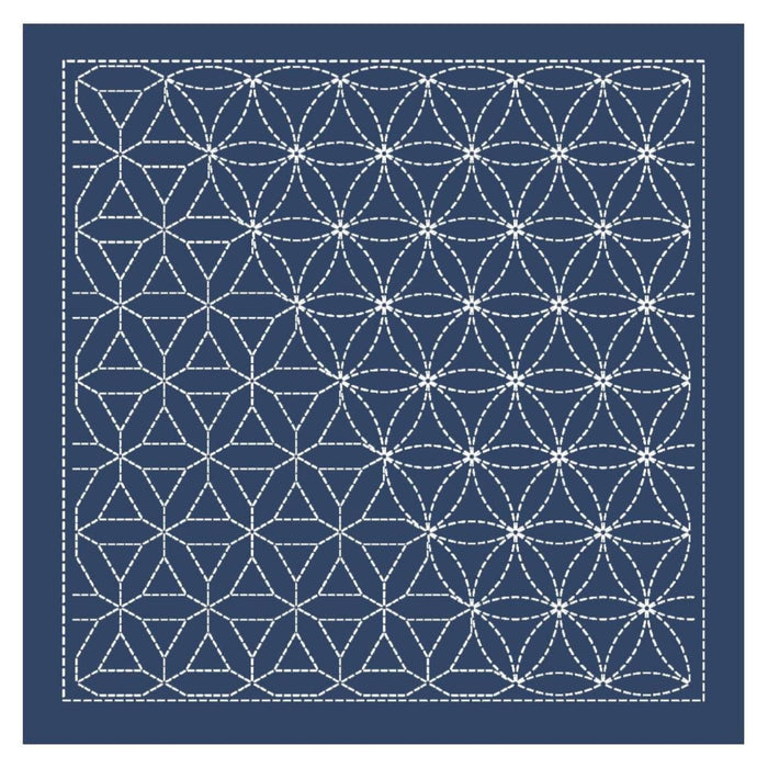 Olympus - Nagomi Collection "Hanaguruma" Cotton Sashiko Sampler Cloth - Navy
