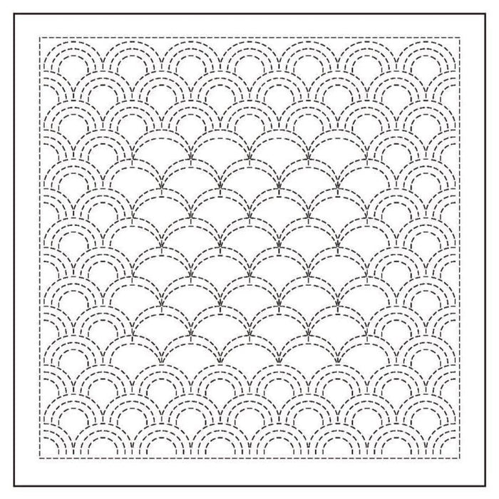 Olympus - Nagomi Collection "Seigaiha" Cotton Sashiko Sampler Cloth - White