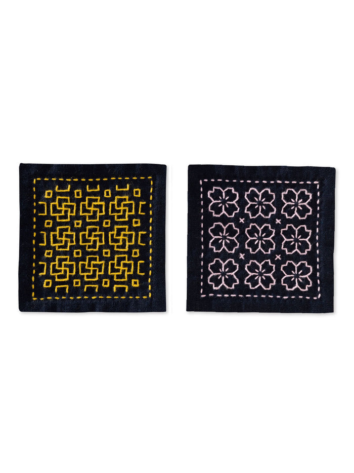 Olympus - Sashiko Coaster "Buds and Cherry Blossom" Sampler Kit - Navy