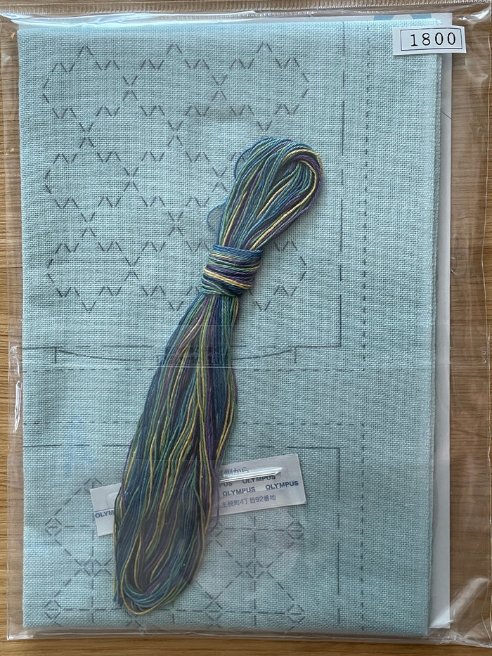 Olympus Sashiko Coaster kit with fabric, needle, and thread SK-427 teal