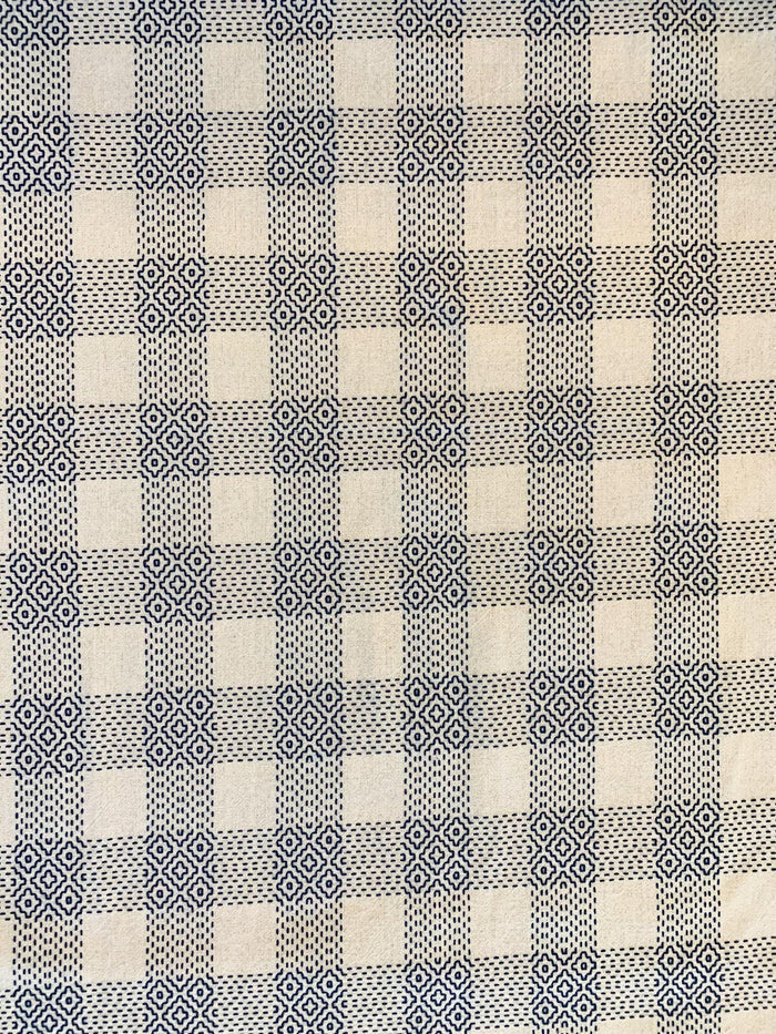 Olympus - Sashiko Sakizomemomen Fabric by the Yard - White Blue