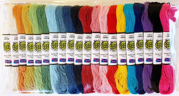 Olympus - Thin Cotton Sashiko Thread 10m Skeins Set of 20 Colors - Assorted Colors