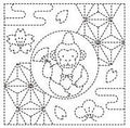 Olympus - Year of the Monkey Cotton Sashiko Sampler Cloth - White
