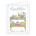 On Your New Home Sweet Home Bar Cart Blue Greeting Card