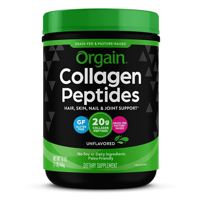 Front of Grass Fed Pasture Raised Collagen Peptides Unflavored Flavor in the 1lb Canister Size