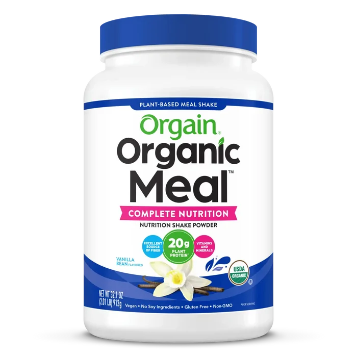 Front of Organic Meal Powder - Vanilla Bean  Flavor in the 2.01lb Canister Size