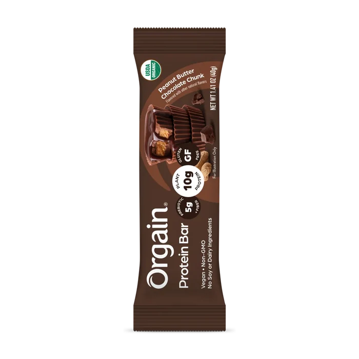 Front of Organic Protein Bar - Peanut Butter Chocolate Chunk  Flavor in the 12 Bars Size