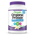 Front of Orgain Organic Protein Powder plus metabolism blend vanilla bean flavor in 1.71 lb canister