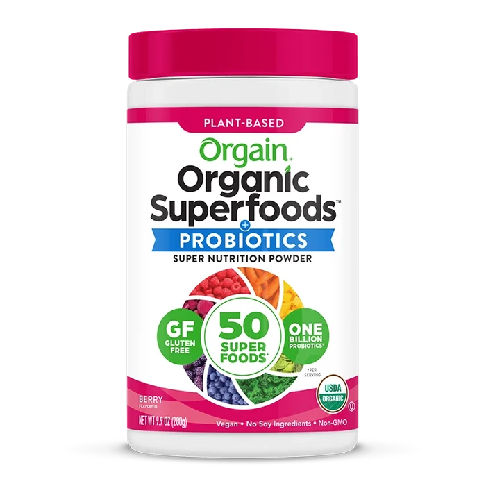 Front of Organic Superfoods Powder - Berry  Flavor in the 0.62lb Canister Size