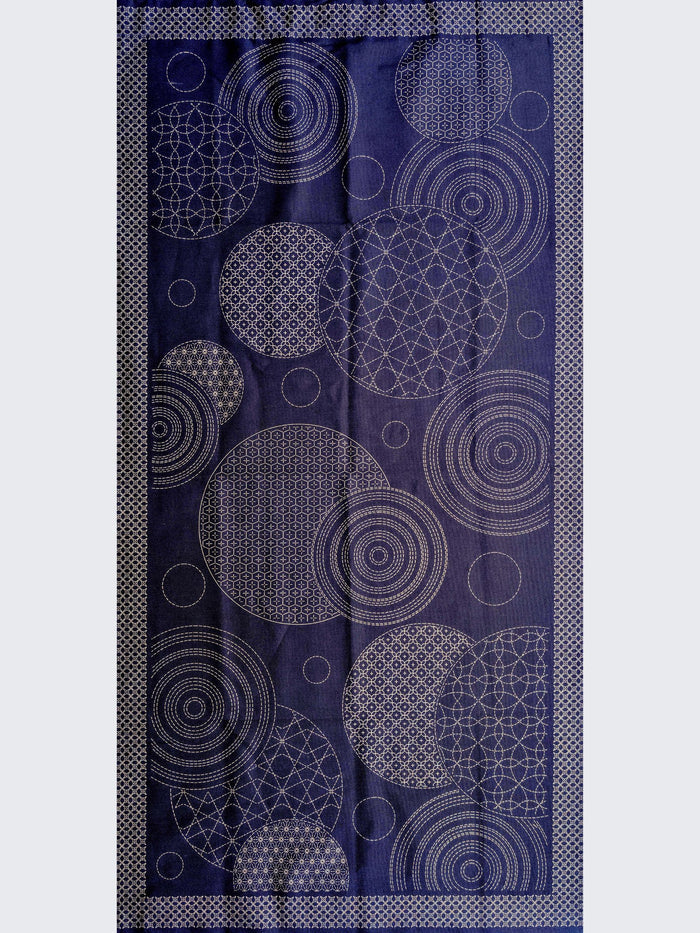 Orimono Imports - Circle Sampler Sashiko Washout Fabric Panel - Navy