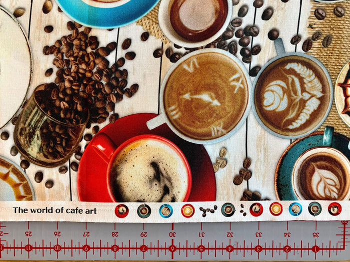 Orimono Imports - Coffee Cafe Digital Print Cotton Fabric - Coffee Tones