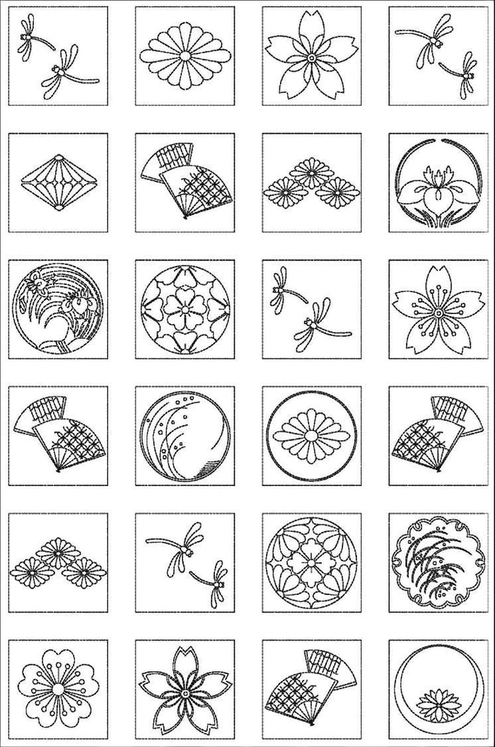 Orimono Imports - Crest Blocks Sashiko Washout Fabric Panel