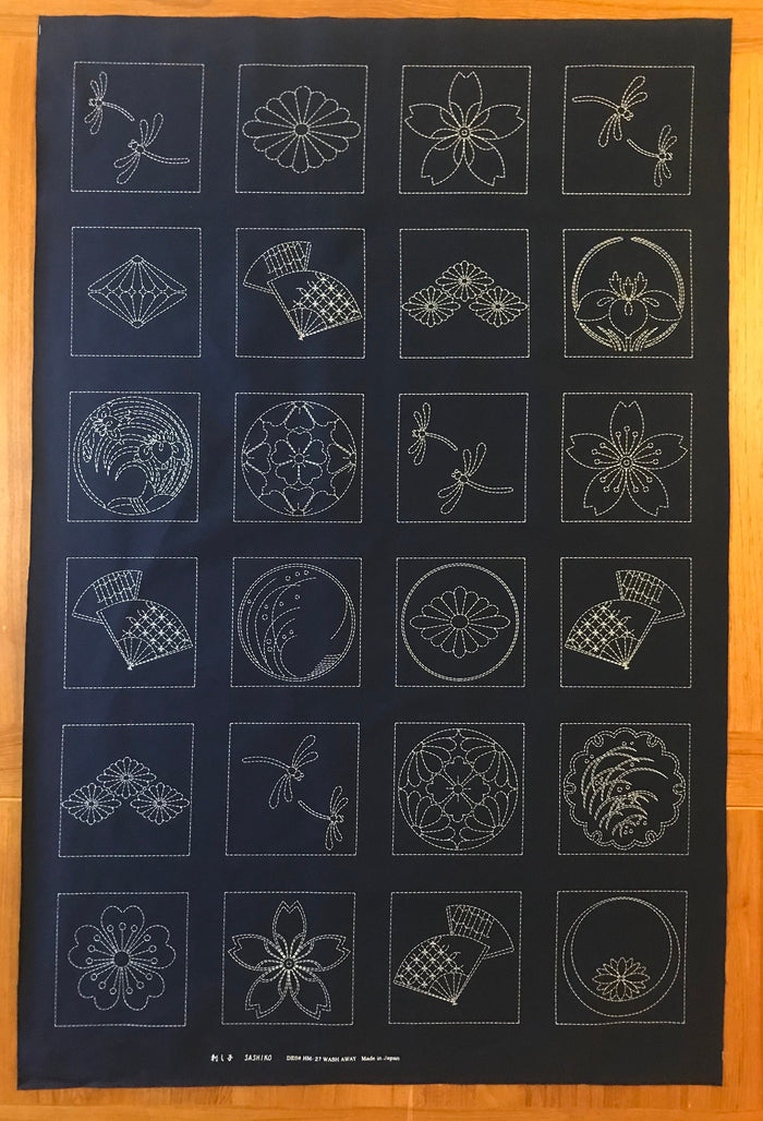 Orimono Imports - Crest Blocks Sashiko Washout Fabric Panel