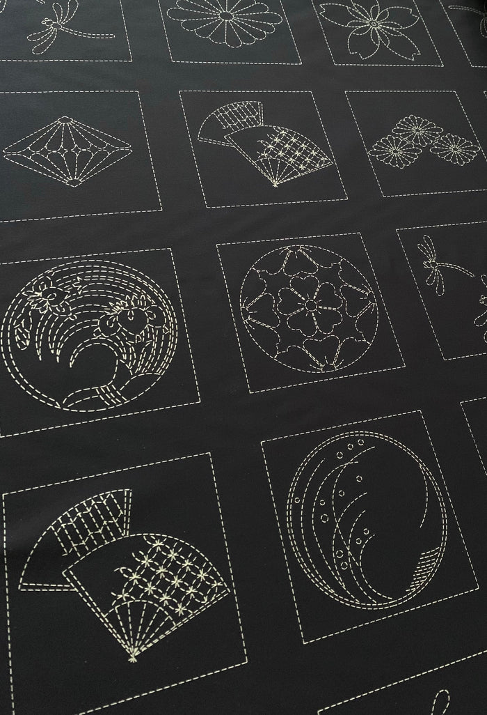 Orimono Imports - Crest Blocks Sashiko Washout Fabric Panel