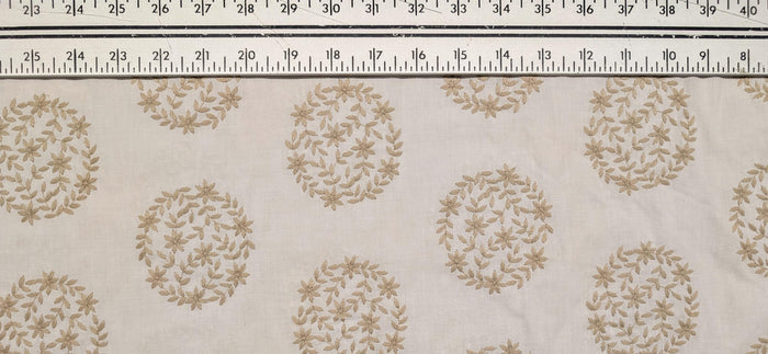 Orimono Imports - Embroidered Floral Cotton Voile - White and Beige