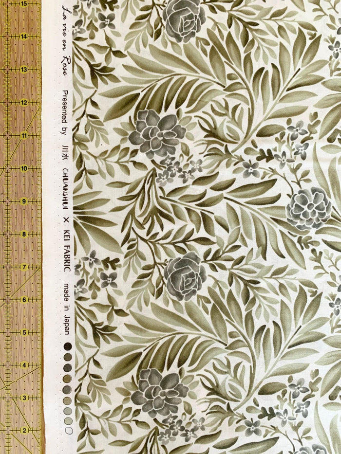 Orimono Imports - La Vie En Rose Cotton Taupe - Green