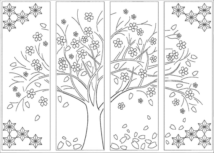 Orimono Imports - Sakura Cherry Tree Sashiko Washout Fabric Panel