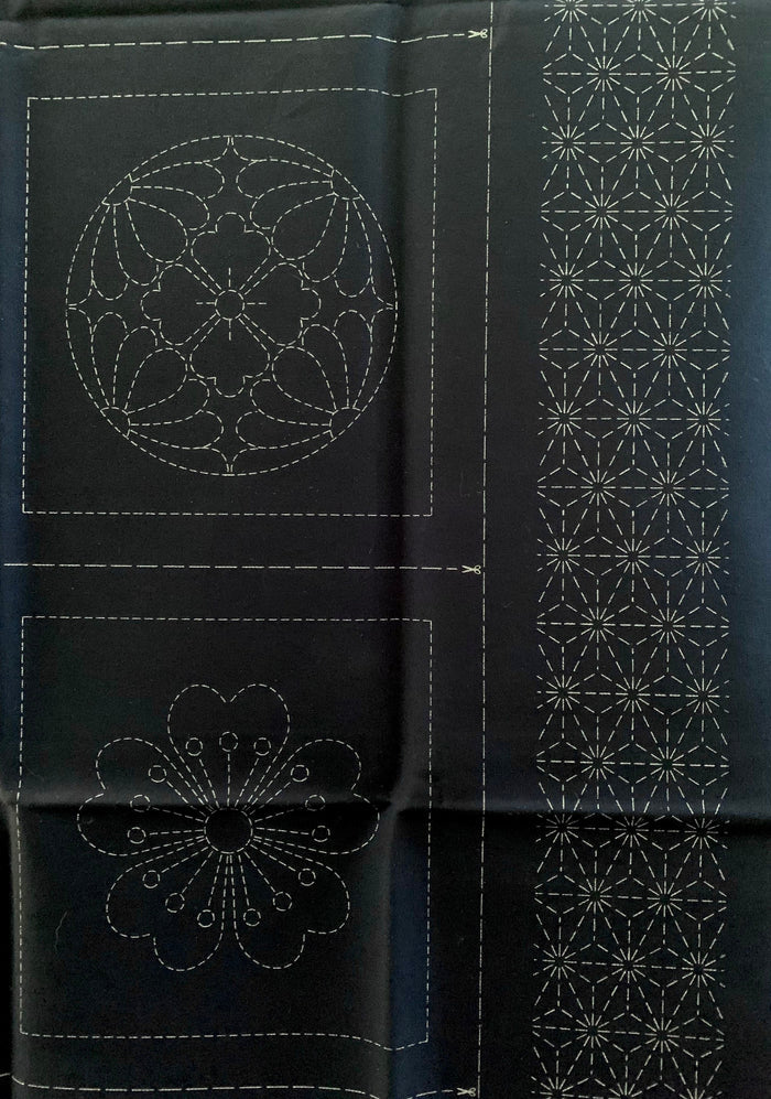Orimono Imports - Sashiko Garden Blocks Sashiko Washout Fabric Panel