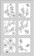 Orimono Imports - Sashiko Plum Tree Sashiko Washout Fabric Panel - Navy Panel