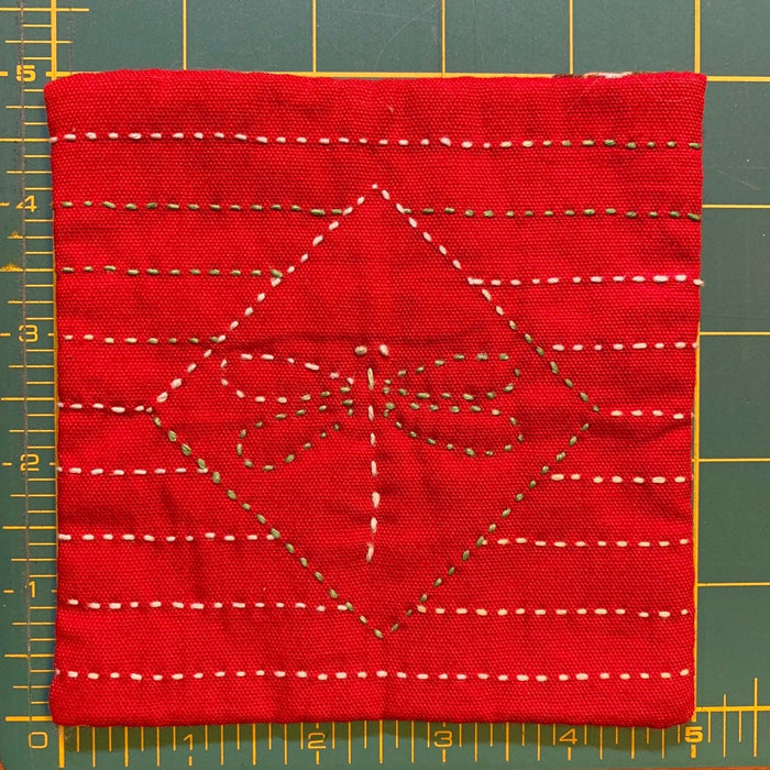 Orimono Imports - Sashiko Coaster/Quilt Blocks Set with Printed Washout Design