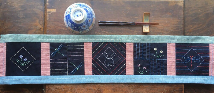 Orimono Imports - Sashiko Coaster/Quilt Blocks Set with Printed Washout Design