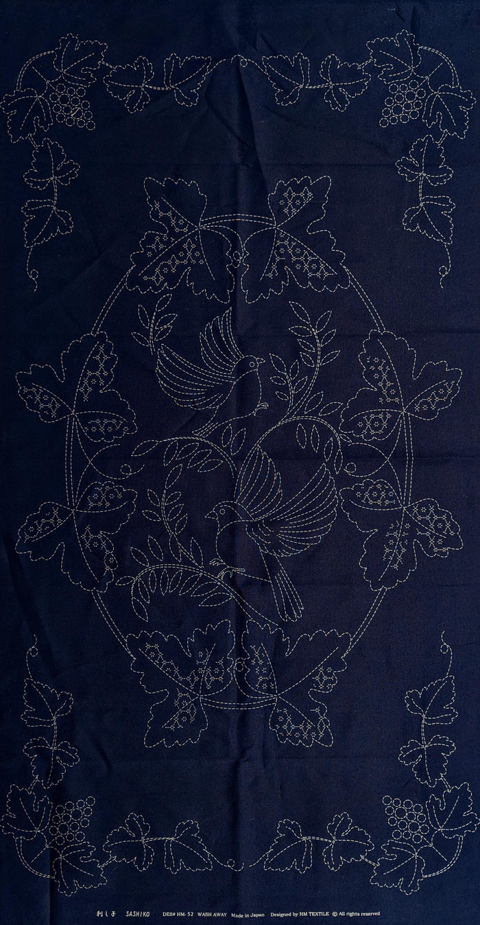 Orimono Imports - Vineyard Sashiko Washout Fabric Panel - Navy