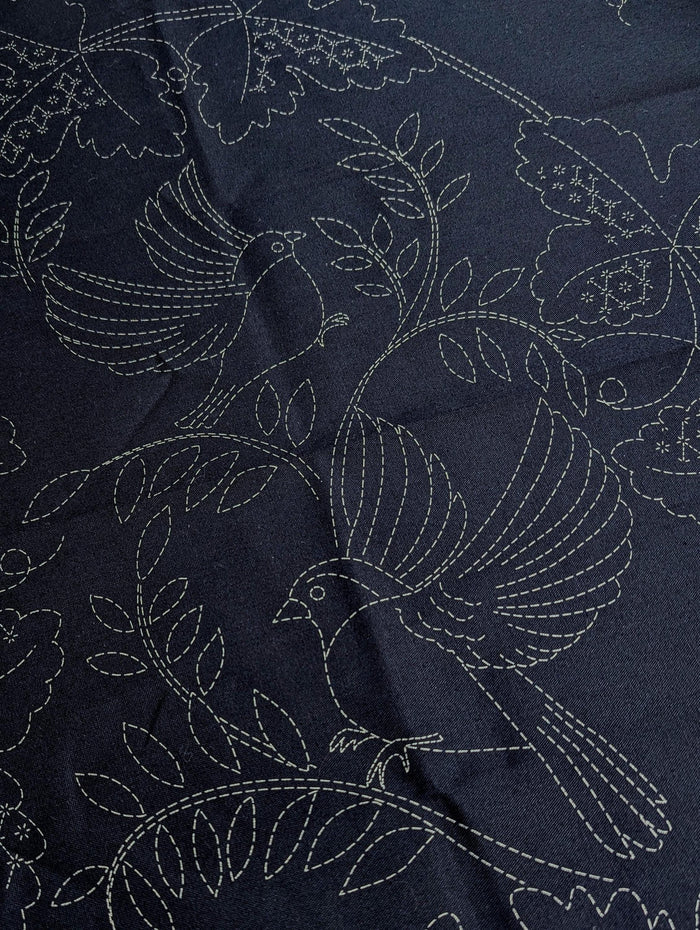 Orimono Imports - Vineyard Sashiko Washout Fabric Panel - Navy