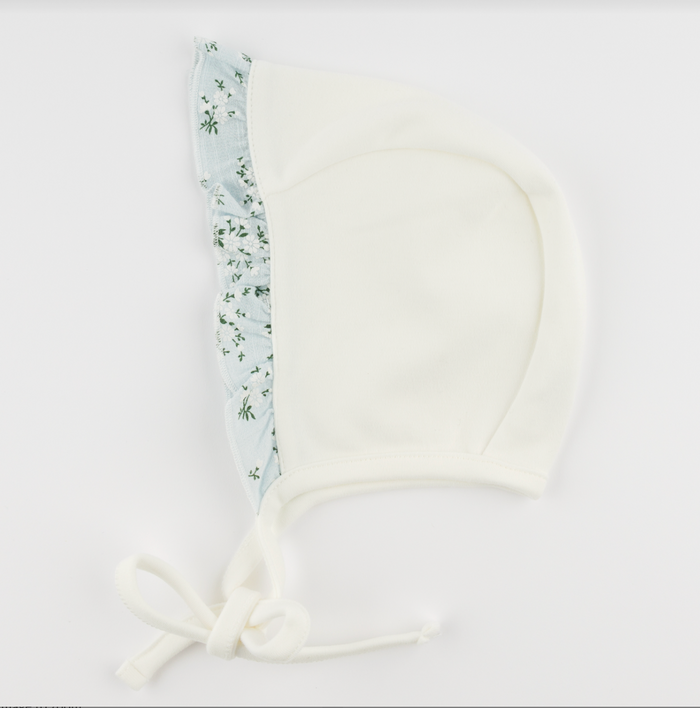 Oyster Bonnet with  Apple Blossom Ruffle