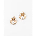 Pearl Cluster Hammered Gold Earrings