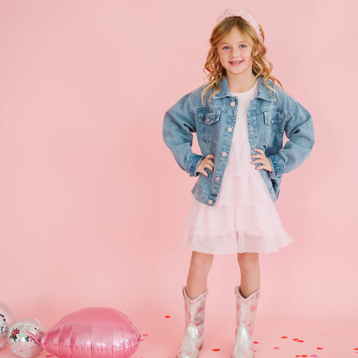 Pearl Heart Patch Denim Jacket