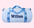 Personalized Baby Blue Bungalow Glossy Medium Duffel