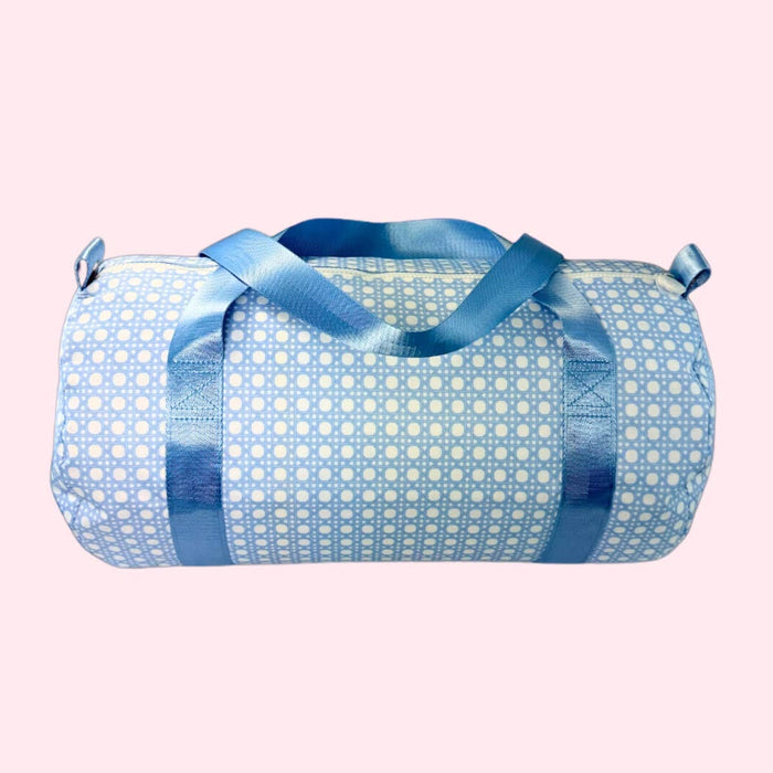 Personalized Baby Blue Bungalow Glossy Medium Duffel