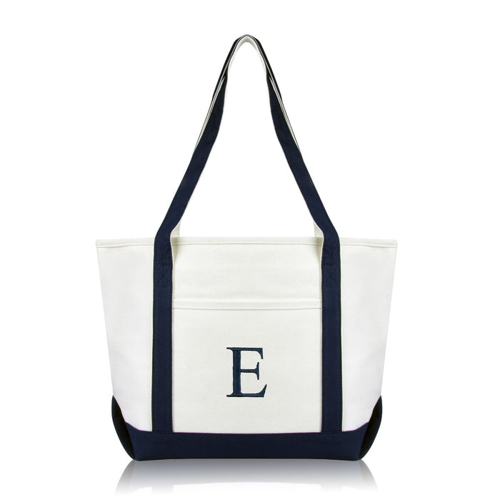 Personalized Black Tote Bag with Initial