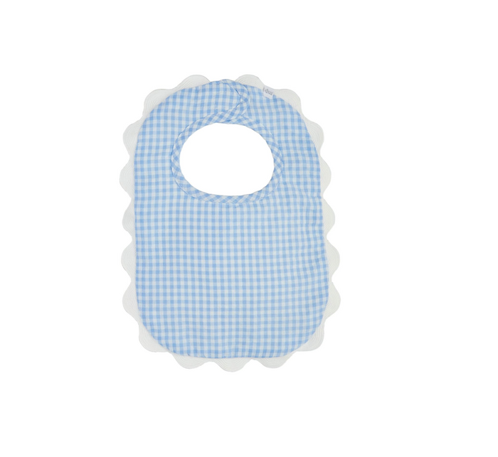 Personalized Blue Gingham Scallop Bib