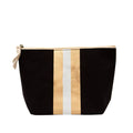 Personalized campus stripe cosmetic bag black white gold — custom monogram, graduation and school gift
