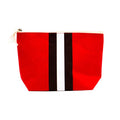 Personalized campus stripe cosmetic bag red white black — custom monogram, graduation and school gift