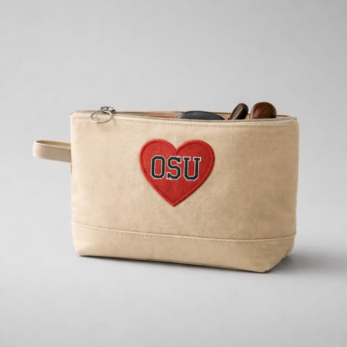 Personalized canvas makeup case — custom monogram or name, vinyl personalization included