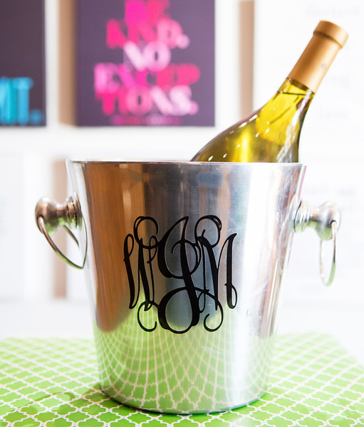 Personalized champagne bucket — custom name or monogram, vinyl personalization included, wedding and hostess gift