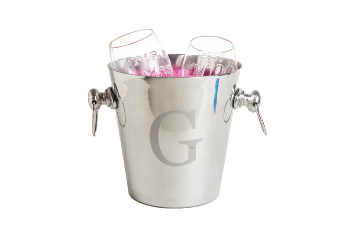 Personalized champagne bucket with glasses — complete gift set for wedding or anniversary