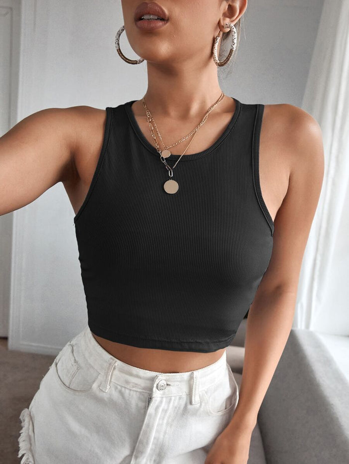 Personalized college tank top — shown being worn